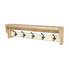 Load image into Gallery viewer, 32" Wood Five Hook Wall Mount Coat Rack - Natural
