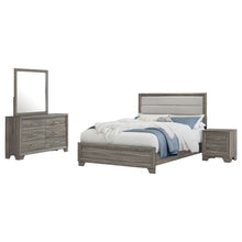 Load image into Gallery viewer, Funston - 4 Piece Queen Bedroom Set With Upholstered Headboard - Oak
