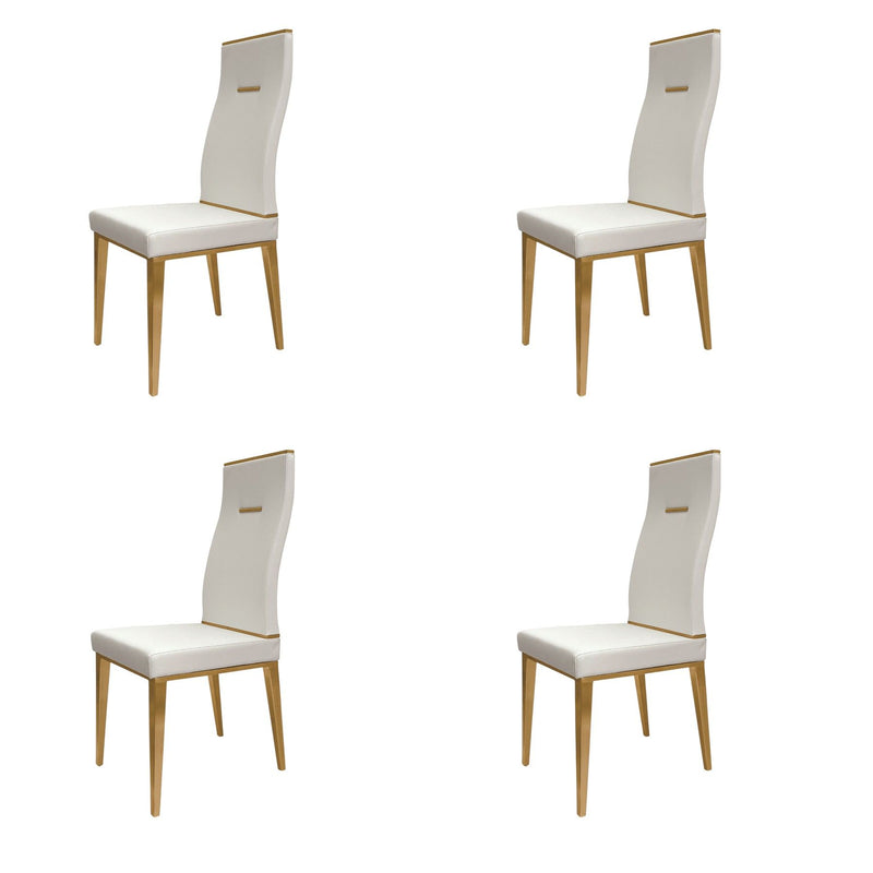Contemporary Upholstered Faux Leather Dining Side Chairs (Set of 4) - White
