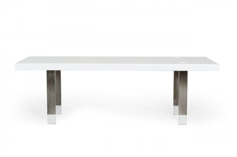 95" Stainless Steel Dining Table - White / Gray