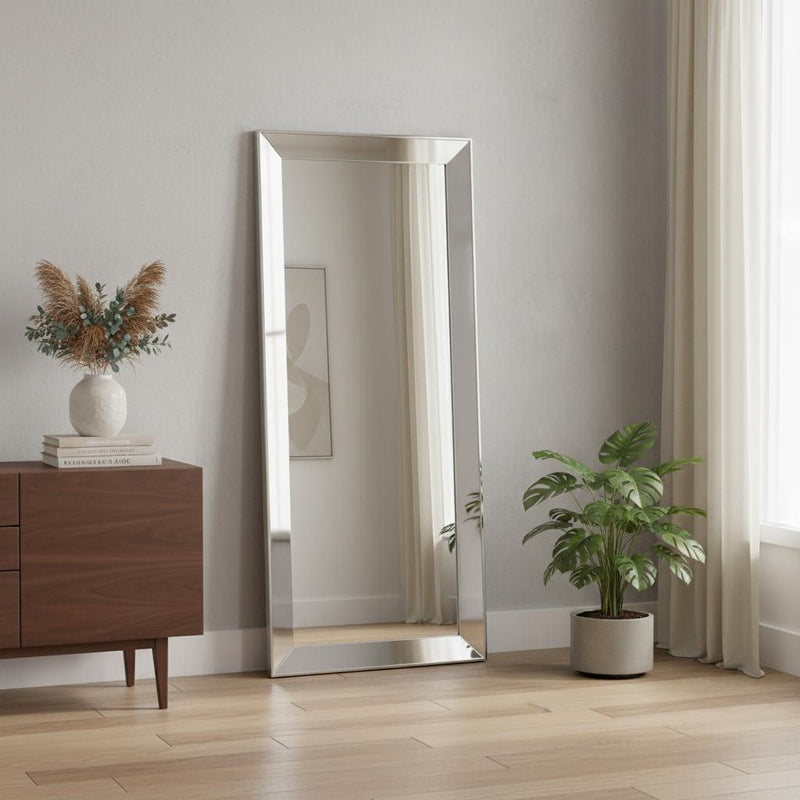 70" Freestanding Framed Accent Mirror - Silver