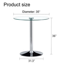 Load image into Gallery viewer, Modern Minimalist Circular Glass Dining Table With Electroplated Metal Legs 35" Diameter - Transparent
