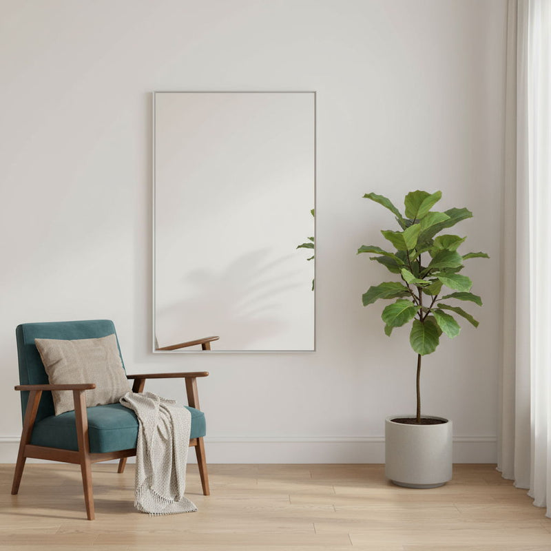 59" Metal Leaning Framed Full Length Mirror - Silver