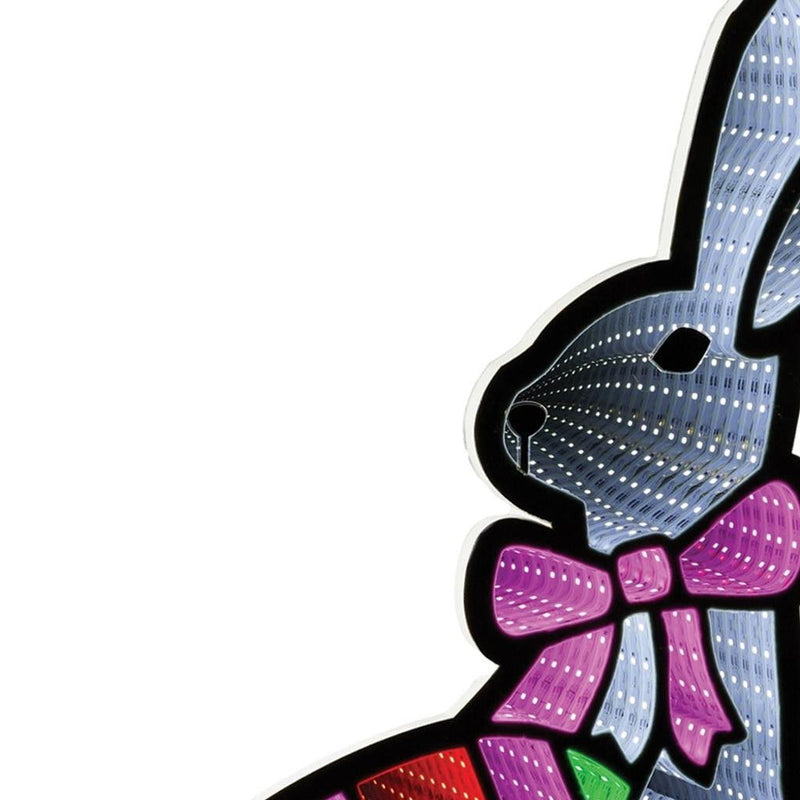Plastic Rabbit Tabletop Sculpture With LED - White / Pink / Green