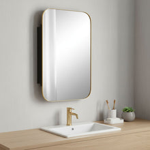 Load image into Gallery viewer, Metal Framed Bathroom Vanity Mirror With Cabinet - Gold
