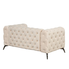 Load image into Gallery viewer, 63&quot; Velvet Upholstered Loveseat Sofa,Modern Loveseat Sofa with Button Tufted Back,2-Person Loveseat Sofa Couch for Living Room,Bedroom,or Small Space,Beige
