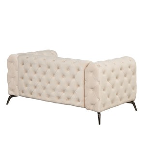 63" Velvet Upholstered Loveseat Sofa,Modern Loveseat Sofa with Button Tufted Back,2-Person Loveseat Sofa Couch for Living Room,Bedroom,or Small Space,Beige