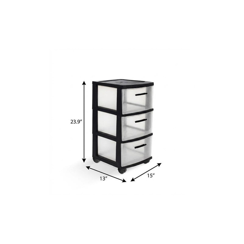 Plastic Square Accent Cabinet With Three Drawers - Black