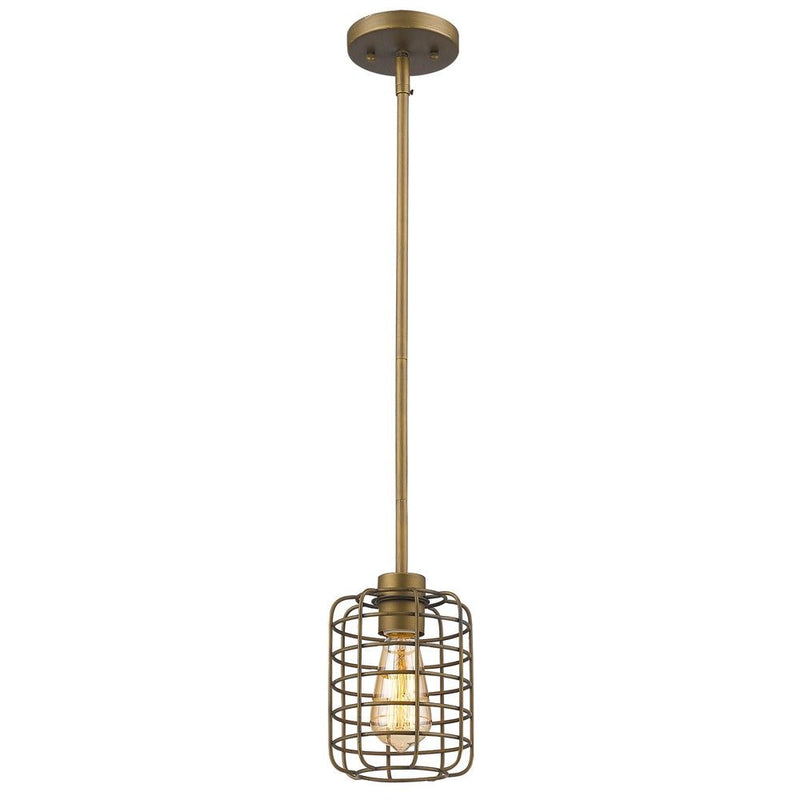 Metal Cage Hanging Light - Brushed Gold