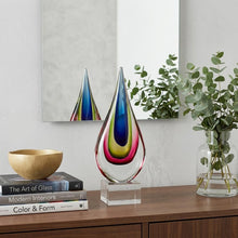 Load image into Gallery viewer, Murano Modern Abstract Tabletop Sculpture (376135) - Clear / Red / Blue
