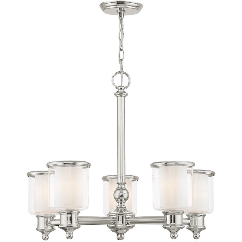 5-Light Dimmable Chandelier With Shades - Nickel