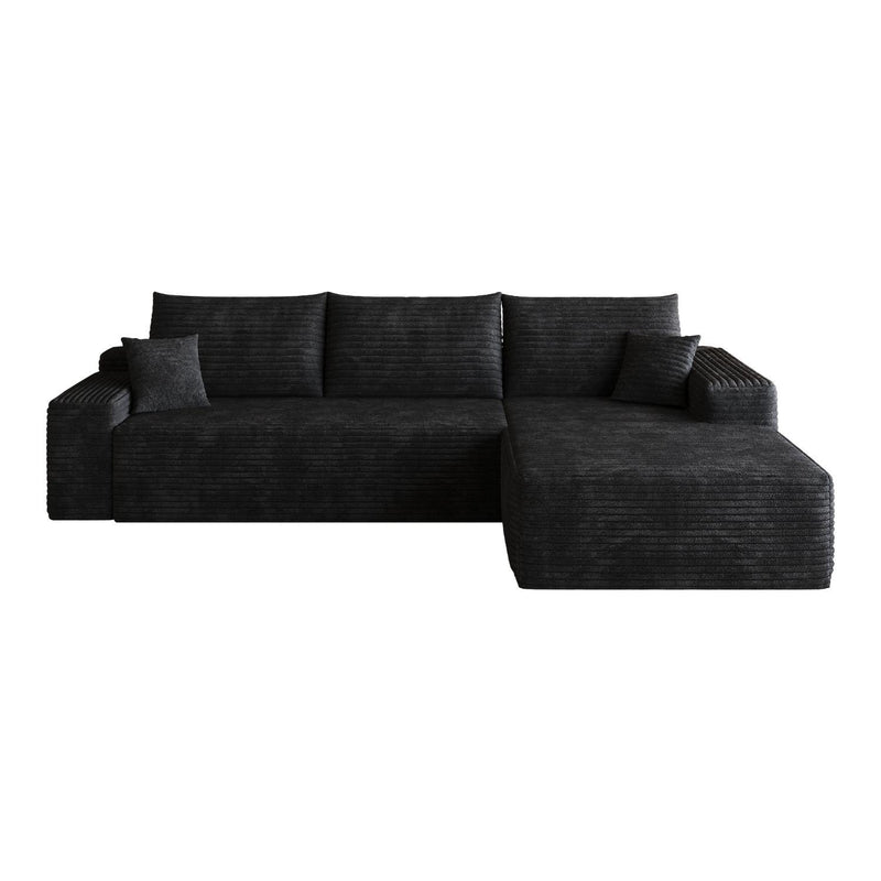 Corduroy Modular L Shaped Sofa And Chaise Sectional (762646) - Black