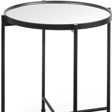 Load image into Gallery viewer, Mirrored Glass Iron Round End Table - Silver / Black
