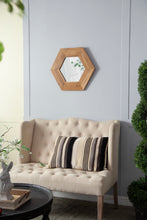 Load image into Gallery viewer, Hexagon Mirror With Natural Wood Frame, Wall Decor For Living Room Bathroom Hallway
