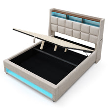Load image into Gallery viewer, Platform Bed With Hydraulic Storage, LED Lighting &amp; Charging Station

