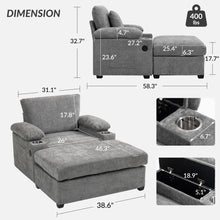 Load image into Gallery viewer, Modern Oversized Chair With Ottoman, Cupholders And USB Charging Ports
