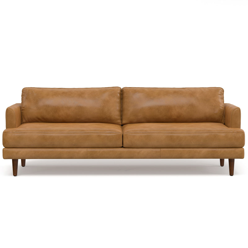 90" Sienna Leather Sofa With Brown Legs - Brown