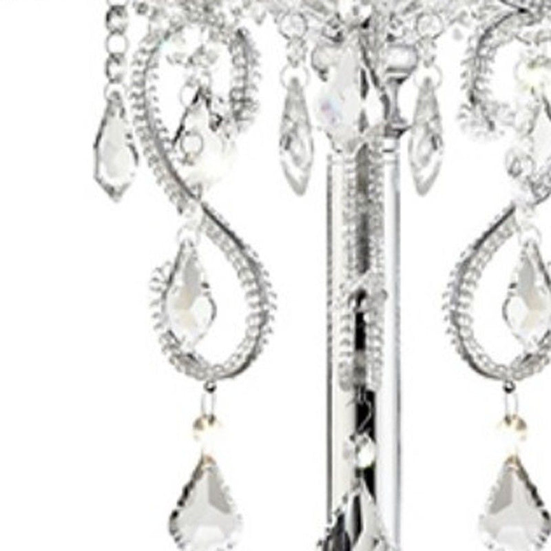 Glam Faux Crystal Accent Table Lamp With See Thru Shade - Silver