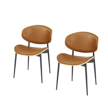 Load image into Gallery viewer, Upholstered Faux Leather Curved Back Dining Side Chairs (Set of 2) - Light Brown
