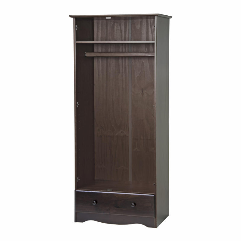 Solid Wood Two Door Single Drawer Combo Dresser (762943) - Dark Brown