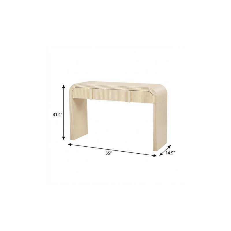 Double Pedestal Console Table With Two Drawers - Cream