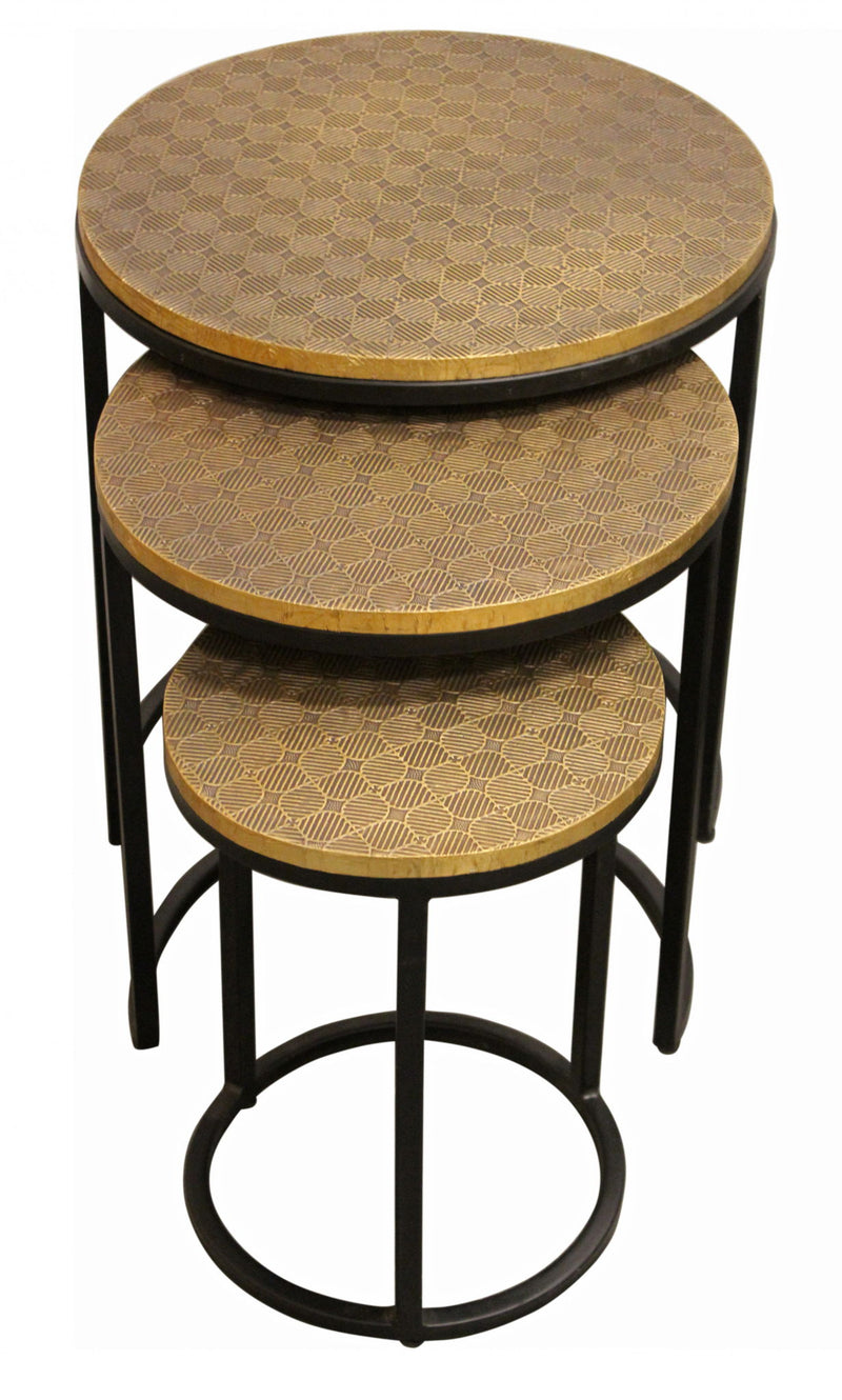 Round Nested Tables (Set of 3) - Black And Brass
