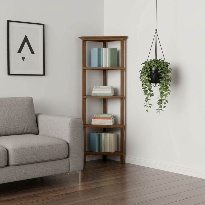 Four Tier Corner Bookcase - Walnut