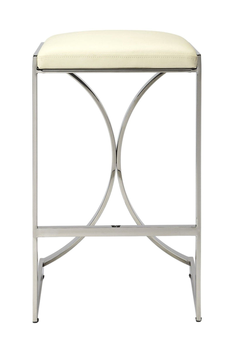 Backless Counter Height Bar Chair - Off White / Silver