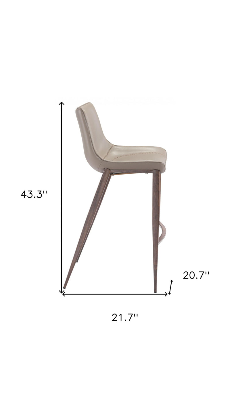 30" Steel Low Back Bar Height Bar Chairs (Set of 2) - Gray And Brown