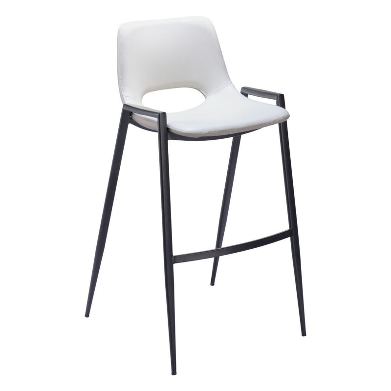 30" Faux Leather And Steel Low Back Bar Height Bar Chairs (Set of 2) - White / Black