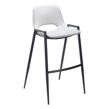 Load image into Gallery viewer, 30" Faux Leather And Steel Low Back Bar Height Bar Chairs (Set of 2) - White / Black
