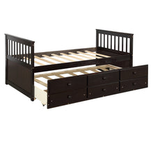 Load image into Gallery viewer, TOPMAX Captain&#39;s Bed Twin Daybed with Trundle Bed and Storage Drawers, Espresso
