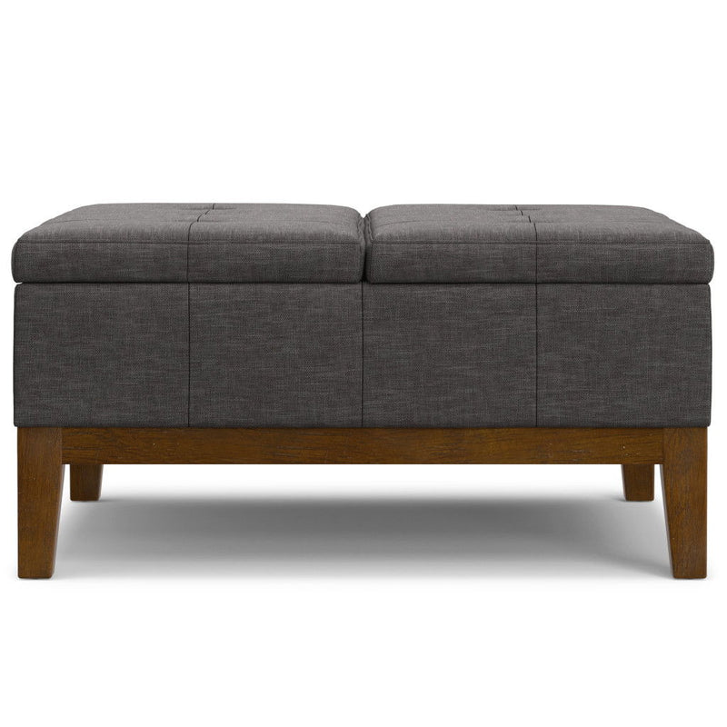 Modern Storage Ottoman - Walnut / Slate Gray