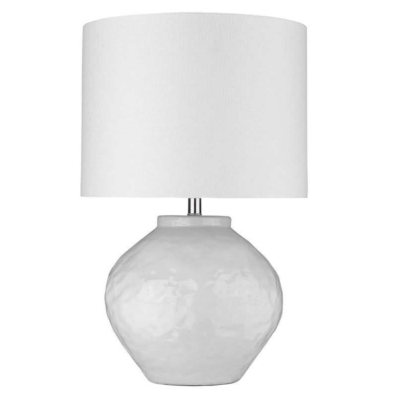 26" Ceramic Table Lamp With White Drum Shade - White