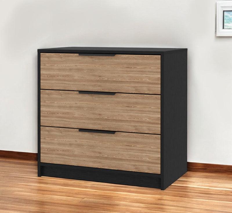 Three Drawer Dresser - Natural And Black