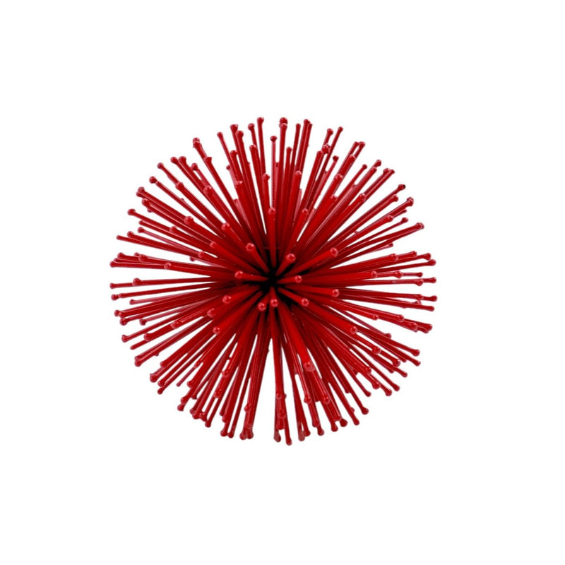 Decorative Spiky Sphere Tabletop Sculpture (Set of 2) - Red