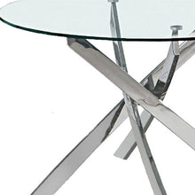 Load image into Gallery viewer, 48" Glass And Metal Cross Leg Base Round Top Dining Table - Clear
