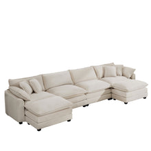 Load image into Gallery viewer, Modern Oversized Modular Cushion Sofa With Ottoman, Low Back, Deep Seating Sofa Set
