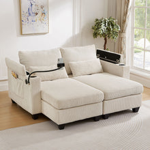 Load image into Gallery viewer, Convertible Chaise Lounge Sofa Chair With USB Ports, Cup Holders, Phone Holder And Storage

