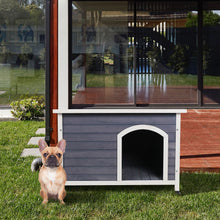 Load image into Gallery viewer, Medium Wooden Outdoor Dog House, Waterproof Roof, Elevated Floor - Gray
