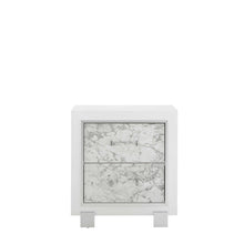 Load image into Gallery viewer, Modern Nightstand With 2 Faux Marble Detailed Front Drawer. - White

