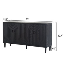 Load image into Gallery viewer, Modern Sideboard Cabinet With Decorative Nailhead Accents, Stylish Storage Solution For Dining, Living Rooms - Black
