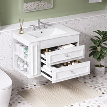 Load image into Gallery viewer, Wall Mounted Bathroom Vanity With 2 Drawers, Sink, Floating Storage Unit
