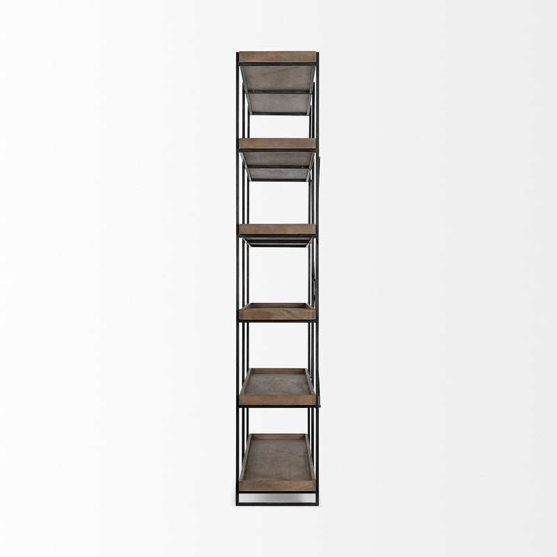 Five Tier Bookcase (380597) - Black / Brown