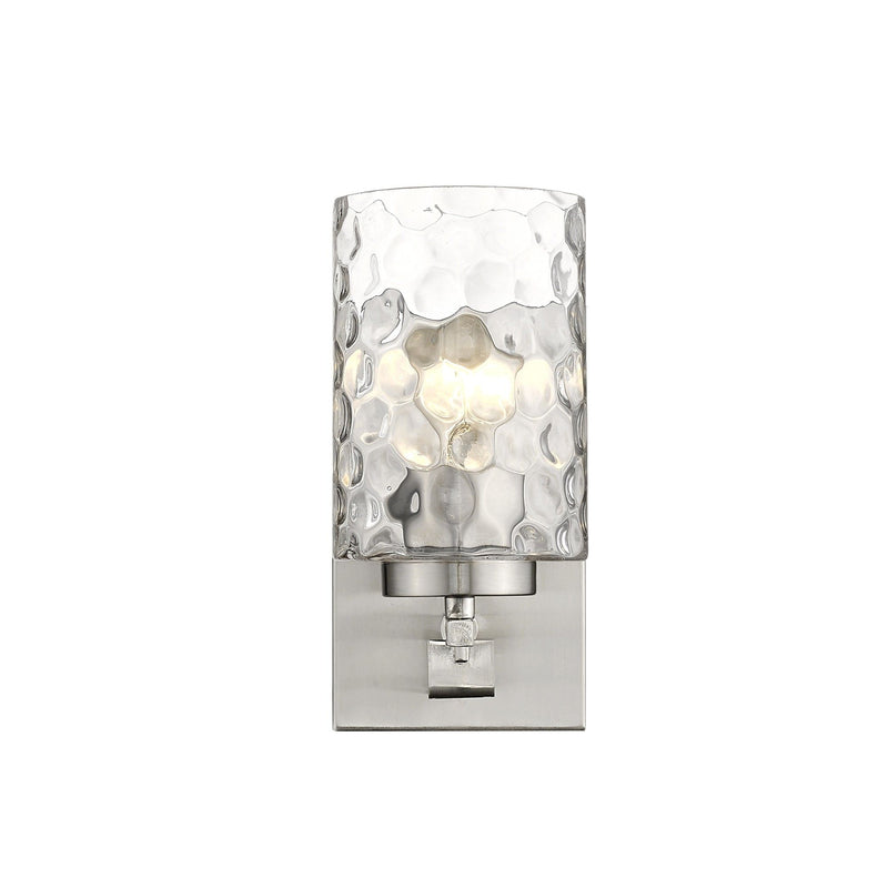 Metal And Pebbled Glass Wall Sconce - Silver