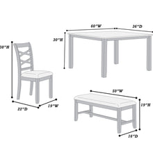 Load image into Gallery viewer, Dining Set 6 Piece With Table And Upholstered X Back Chairs - Charcoal
