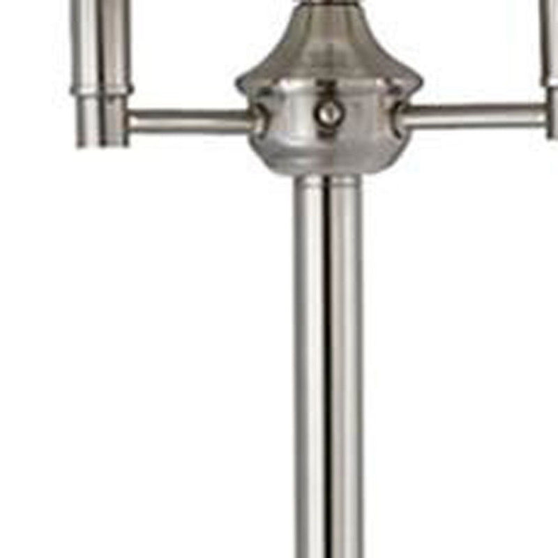 Four Light Traditional Shaped Floor Lamp With White Square Shade - Nickel