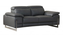 Load image into Gallery viewer, Genuine Leather Love Seat - Gray / Silver
