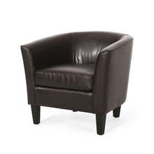 Load image into Gallery viewer, Faux Leather Club Chair With Curved Backrest - Brown
