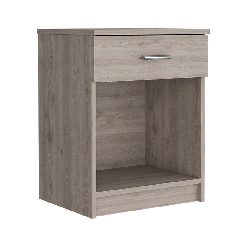 22" One Drawer Faux Wood Nightstand - Gray